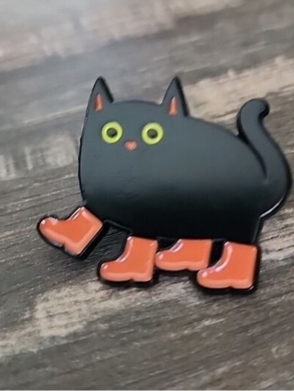 BLACK CAT In Rain Boots Brooch BROOCH PIN